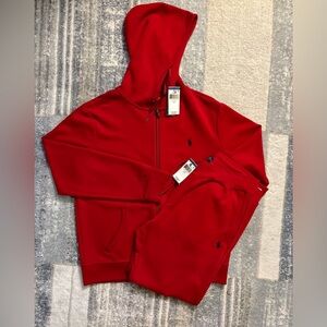 NEW Mens L NWT RALPH (NWT)
LAUREN POLO 2 pc set sweatsuit red w/blue logo